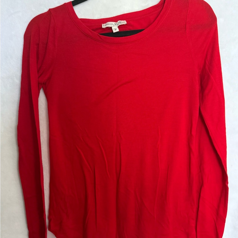 Express Vibrant Red Long Sleeve Tee